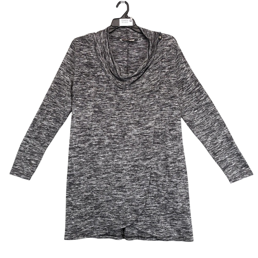 Soft Surroundings Heathered Gray Wrap Tunic Womens L Cowl Neck Stretch